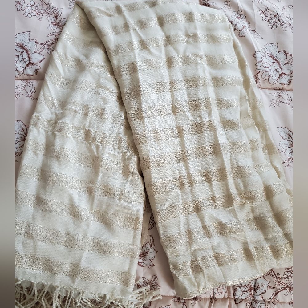 Cream And Gold Scarf